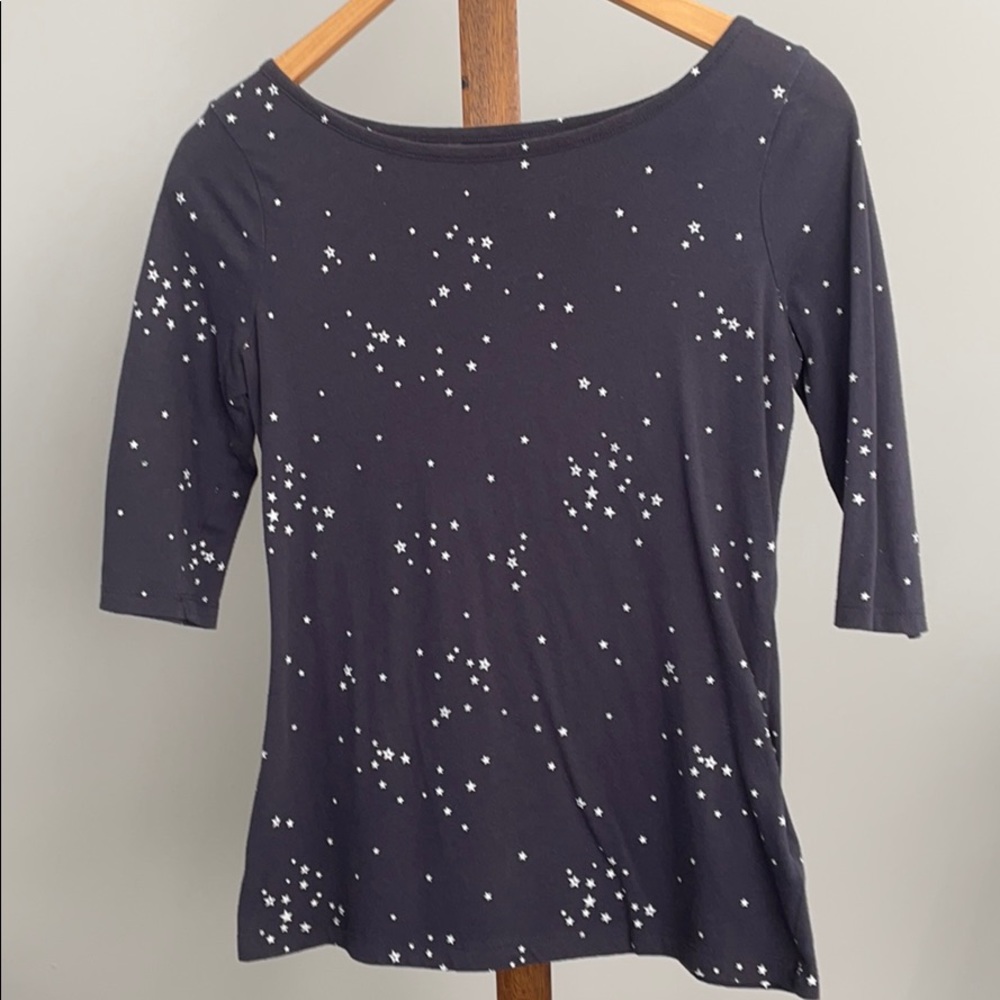 Navy stars three-quarter sleeve boatneck tee